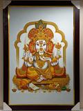 Beautiful Wooden Framed Canvas Print Picture of Ganeshji # 12 - 23 x 33"